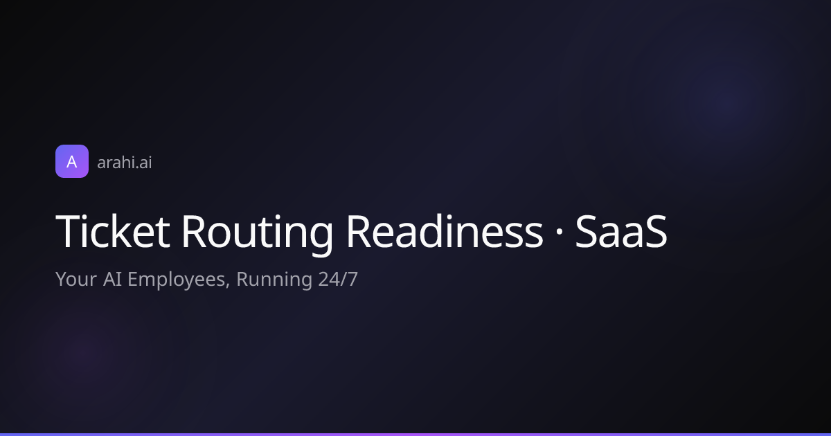 Ticket Routing Readiness · SaaS | Arahi AI