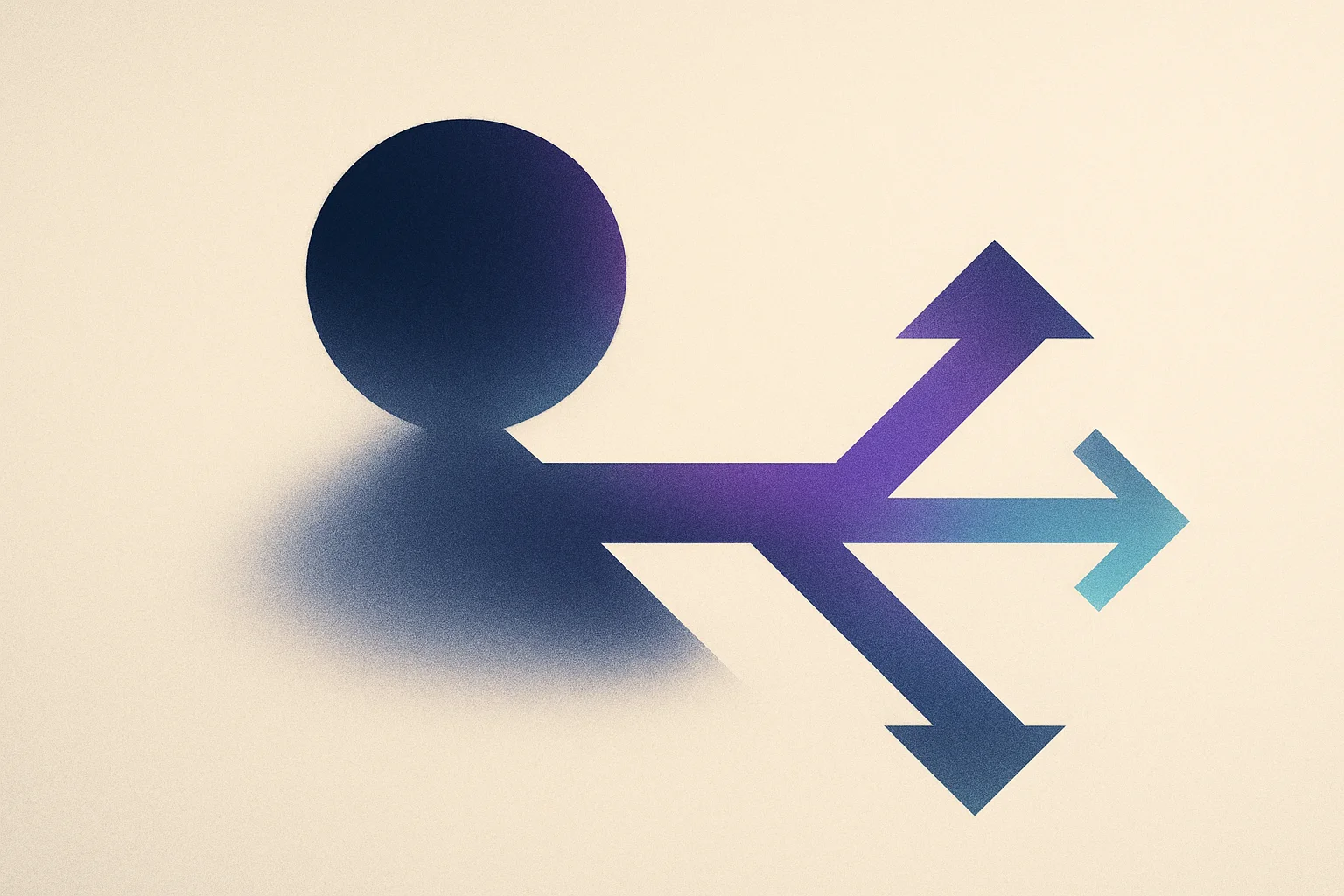A thoughtful decision point branching into considered paths